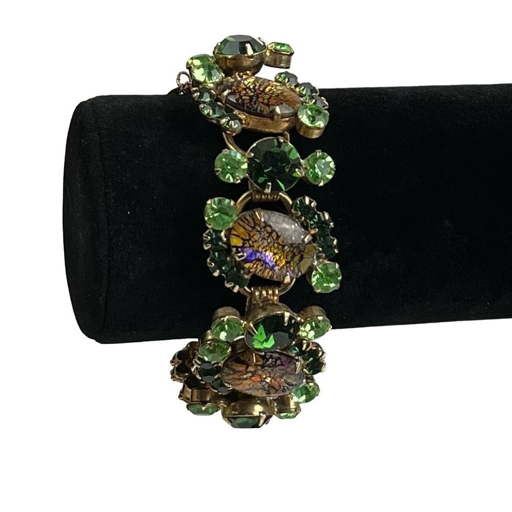 JULIANA Delizza and Elster Green Cats Eye Dichroic Bracelet Book Piece